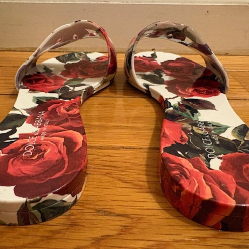 Dolce and Gabbana Floral Slides w/ Log Cutout, Sz 9, NIB - Picture 8 of 12